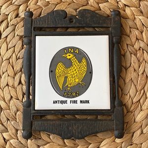 Vintage Cast Iron Antique Fire Mark Wall Trivet